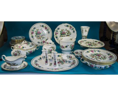 Aynsley - Fine Bone China ( 40 ) Piece Tea and Dinner Service ' Pembroke ' Pattern, Reproduction of a 18th Century Aynsley Pa