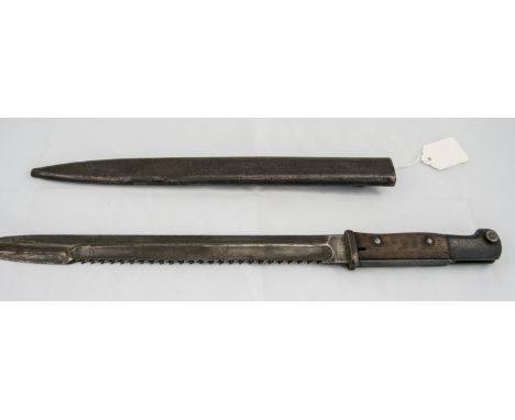 German - Mauser Pioneer S14 World War I - Sawtooth Bayonet and Scabbard. Marked Samson Werk. Bayonet 17.5 Inches In Length, B