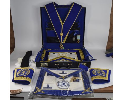 Suitcase Containing Various Masonic Items. Including Tie, Gloves, Regalia, and Jewels etc.