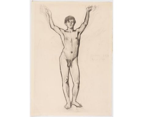 Ferdinand HODLER (1853-1918), in der Art vonNackter JünglingLithographie auf Papier, nicht signiertBlatt: 60 x 43 cmFerdinand