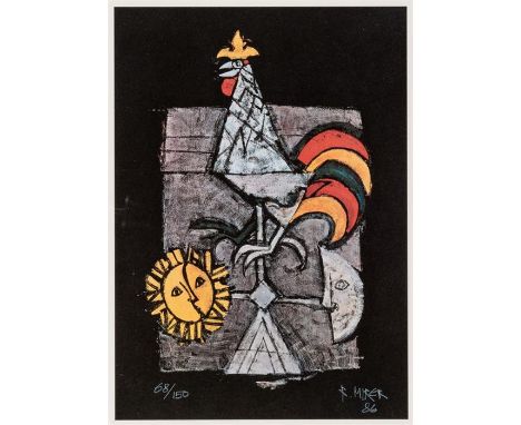 Rudolf MIRER (1937)MorgenstundFarblithographie auf Papier, 68/150, signiert und datiert '8634,5 x 25,5 cm, Rahmen: 60 x 50 cm