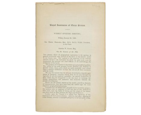 Baker (Samuel White). On the Sources of the Nile, (Royal Institution of Great Britain. Weekly Evening Meeting), Friday, Janua