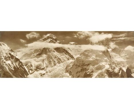 *Mount Everest. Panorama from the shoulder of Pumori, Geographic Survey photograph, circa 1951,  vintage brown-toned carbon p