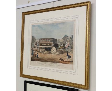 *Hunt (Charles). The "Enterprise" Steam Omnibus, published Ackermann & Co., 1833 [but later impression], hand coloured aquati