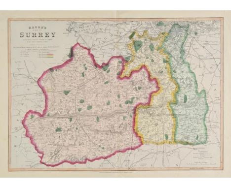 Surrey. A collection of thirty-nine maps, mostly 19th century,  engraved and lithographic maps, including examples by Kelly, 
