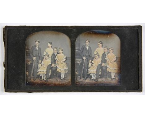 *Williams (Thomas Richard, 1825-1871). Family portrait, 1860,  showing two young boys, one holding a cricket bat and one with