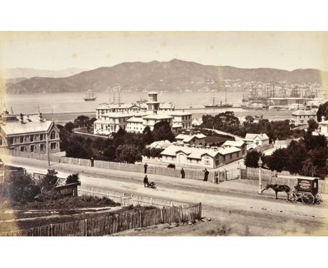 New Zealand. An album of 52 mounted albumen print photographs, circa 1880s,  including 36 views of New Zealand including Hoba