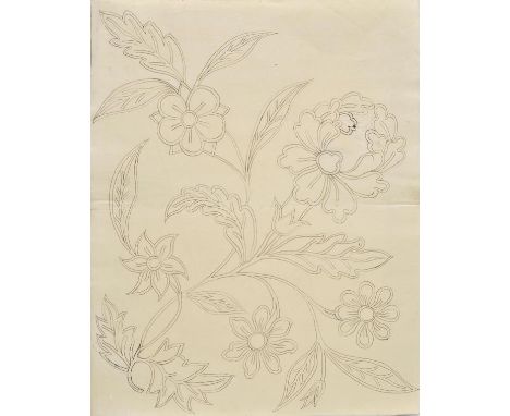 *Pattern Design. A group of approximately 30 manuscript mostly floral pattern designs, 19th century,  mostly pen and ink, som