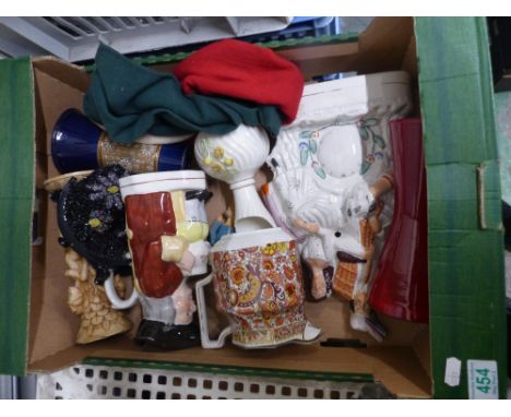 A Mixed Collection of Ceramic Items to include Toby Jug, Pewter Lidded Jug, Staffordshire Flatback Figure. etc. (1 Tray) 