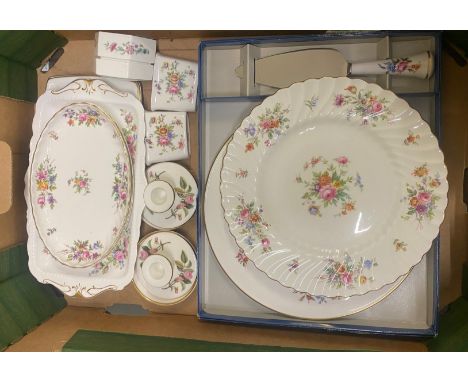 A Collection of Dinnerware and Ceramic Items to include Royal Albert Moss Rose, Minton Marlow, Wedgwood Hathaway Rose (1 Tray