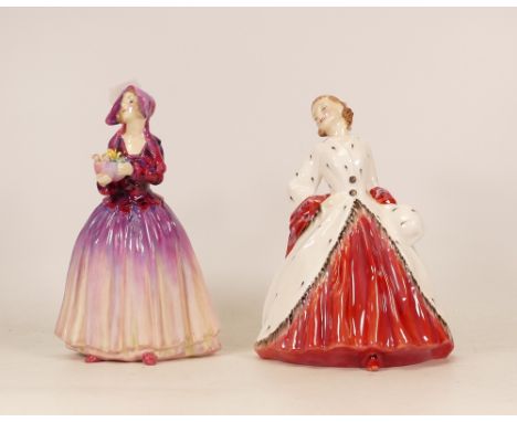 Royal Doulton lady figures Dorces HN1558 and Ermine coat HN1981 (2) 