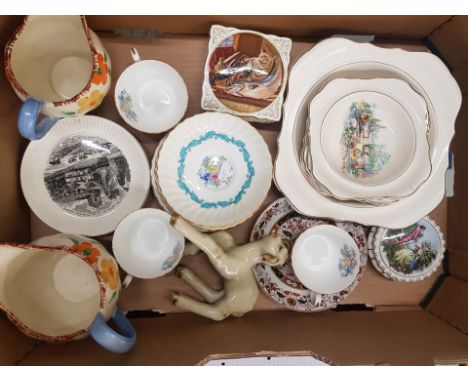 Mixed ceramic items to include Minton cups and saucers, Grindley Art Deco jugs, Lancaster and Sandland dessert set etc (1 tra