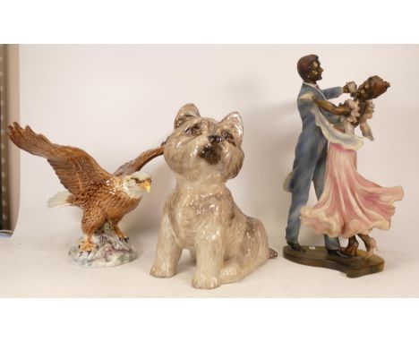 Beswick bald eagle together with resin and bronzed figurine and just cats terrier dog figure 