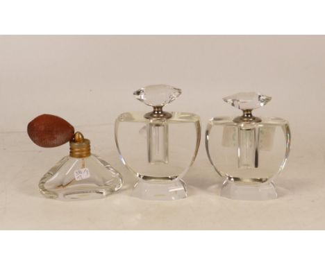 Three Vintage Glass Scent Bottles. Height of tallest: 10cm (3) 