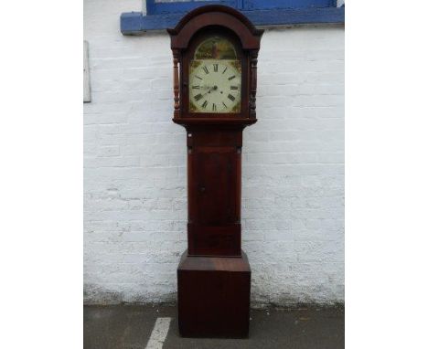 A 19th Century mahogany cased eight day longcase clock with arched painted dial.