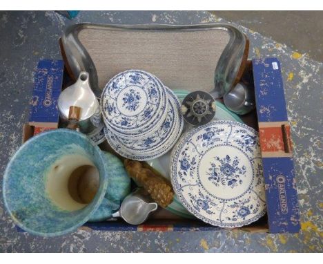 An assortment of mixed ceramics including a Wedgwood Jasperware pedestal vase and lid, a Piquet tea set etc. 