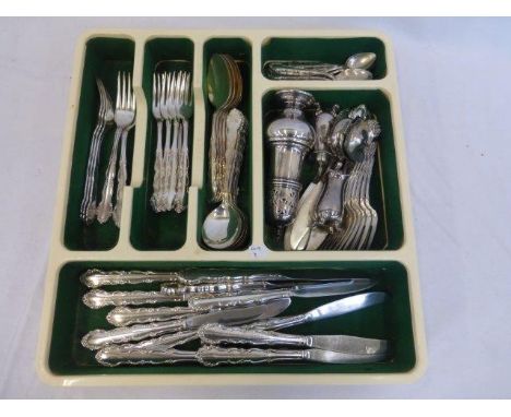 A six setting cutlery set, 60 pieces, a soup ladle and a cruet set.