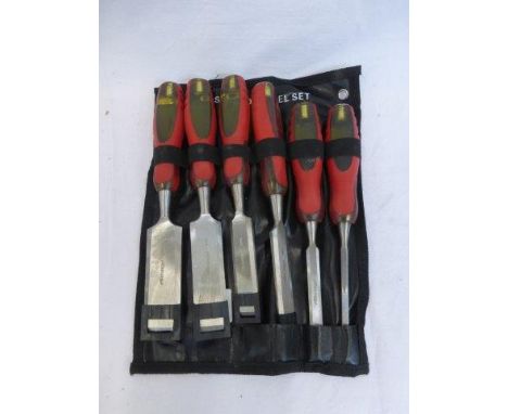 A Neilsen cased six piece wooden chisel set. 