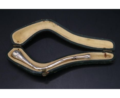 Edwardian Cased Silver Cigarette holder of curved form 9cm in Length 