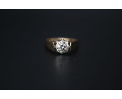 Ladies 9ct Gold Solitaire Diamond set ring 0.3ct Birmingham 1976. Size L 