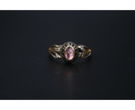 10ct Cabochon Ruby &amp; Diamond American College ring for Troy High School California. Size O 