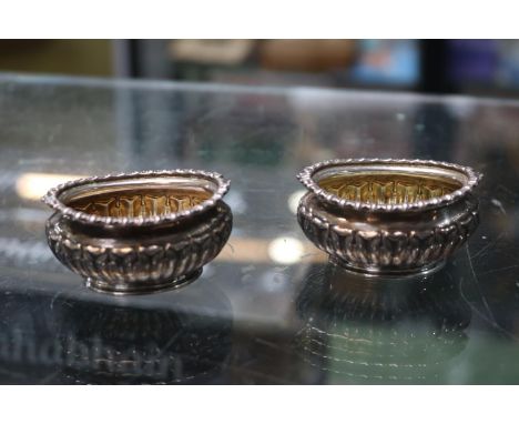 Pair of Fluted Silver Salts with gilded interior Birmingham 1897. 55g total weight 