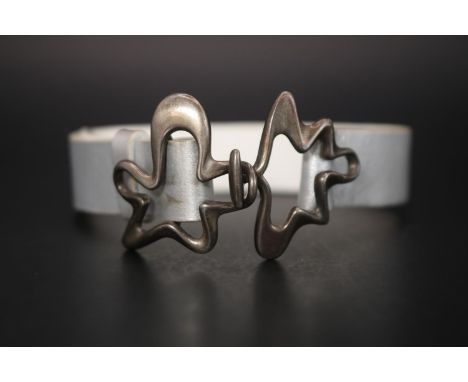 Georg Jensen Silver Splash bracelet on Leather strap 