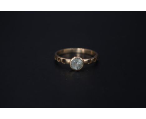 Ladies 9ct Gold Blue Topaz set ring Size 0. 1.8g total weight 