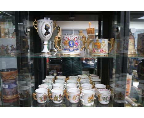 Collection of Royal Commemorative Loving Cups to include Paragon Silver Jubilee Queen Elizabeth II 346 of 750, Paragon King E