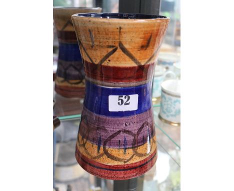 Poole Pottery Hour Glass shaped Vase with impressed marks to base 