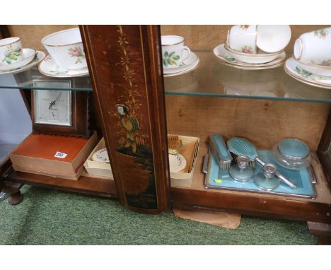 2 Vintage Dressing table sets, Gentlemen's travelling set and a Oak Cased Barometer