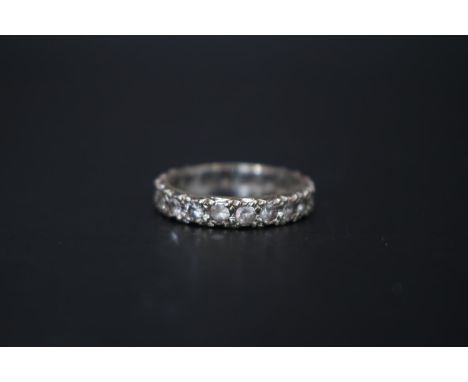 Ladies 9ct White Gold Antique Spinnel Eternity ring. Size N 