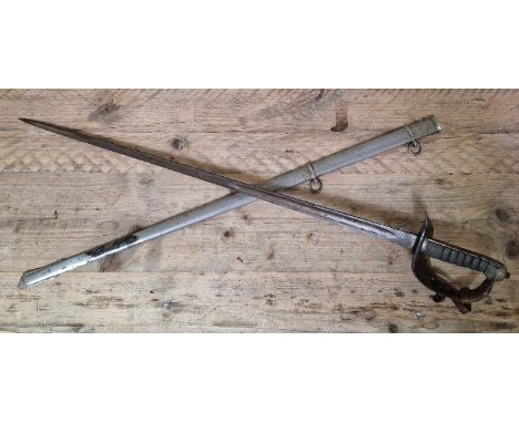 A Victorian Officer's dress sword, the blade marked 'Jones, Chalk &amp; Dawson. Sackville st. London. -W-', '1014', fish skin