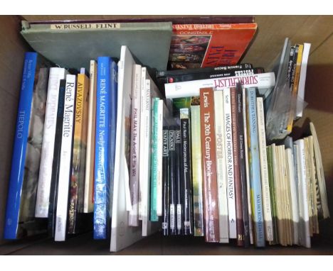 A box of assorted art books.  