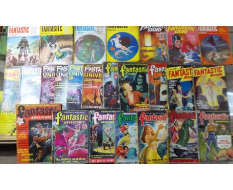 Assorted pulp fiction magazine comprising eight Fantastic Story, ten Fantastic Adventures, four Fantastic Universe, one Famou