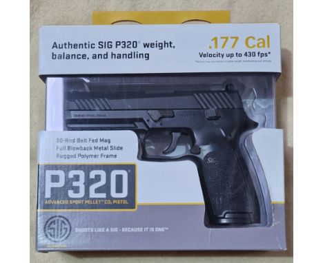 A Sig Sauer P320 .177mm calibre Co2 air pistol, serial no.17F29015, 20cm long, in original box with manual. (BUYER MUST BE 18