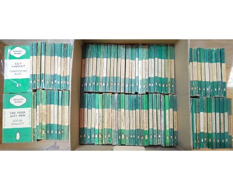 Penguin Books, approximately 119 paperbacks, mainly Mystery & Crime and The Bodley Head series, green and white covers, circa