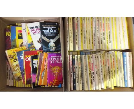 Daw Books, approximately 149 paperbacks, mainly science fiction, authors including Philip K. Dick, Philip Jose Farmer, A.E. V