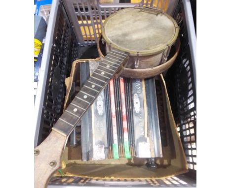 A banjo and an accordion/squeeze box.  