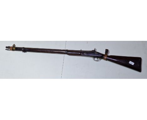 A 19th century muzzle loading percussion single barrel shotgun.  