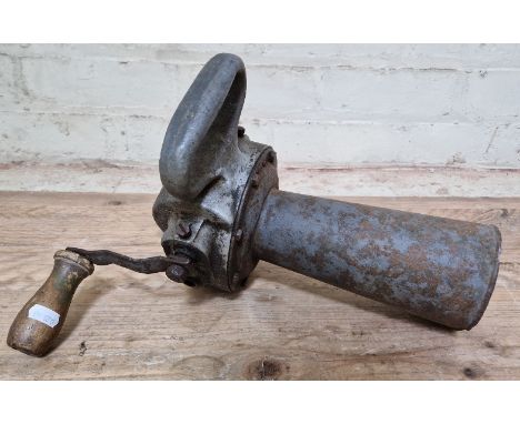 A WWII era US Army chemical warfare siren, Model 749A, made by Stewart Warner Speedometer Corp Chicago, in working order.  