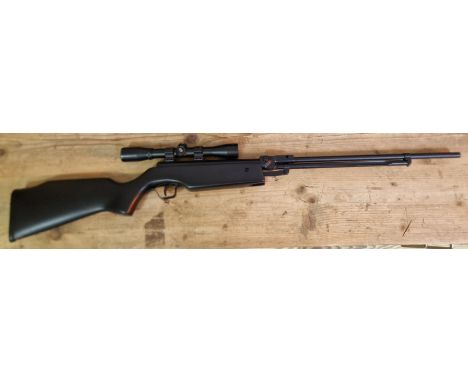 A Relum Tornado lever action .22 calibre air rifle with sight, serial no.14572, 110cm long, with soft bag. (BUYER MUST BE 18 