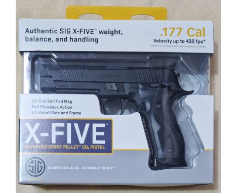 A Sig Sauer X-Five .177 calibre Co2 air pistol, serial no.18C00423, 22cm long, in original box with manual. (BUYER MUST BE 18