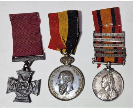 Boer War - Queen's South Africa war medal with five clasps, awarded to 5995 PTE. J. E. COLLINGWOOD. SHROPS. L.I. ( Shropshire