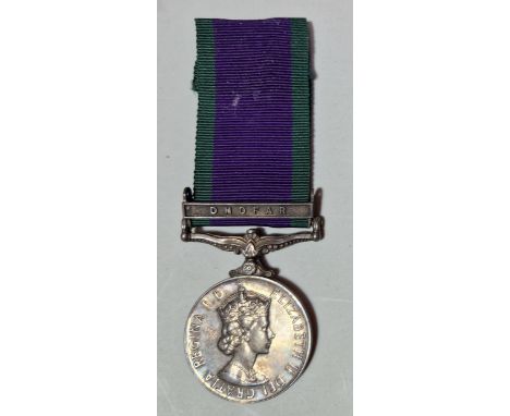 A GSM ( General Service Medal ), Dhofar campaign, awarded to 24127281 SIG. D. G. BIRD R. SIGNALS "For Campaign Service" toget