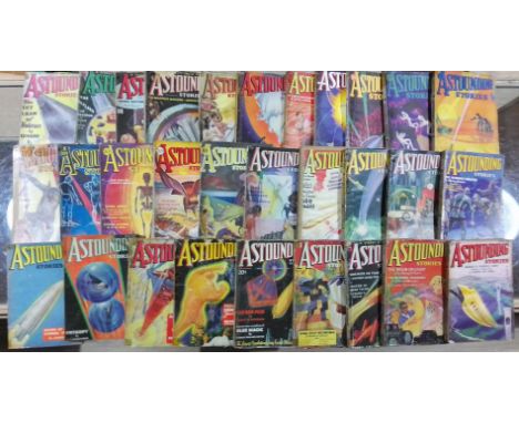Approximately 76 issues of the pulp fiction magazine Astounding Stories, circa 1930s, (21 missing covers).  