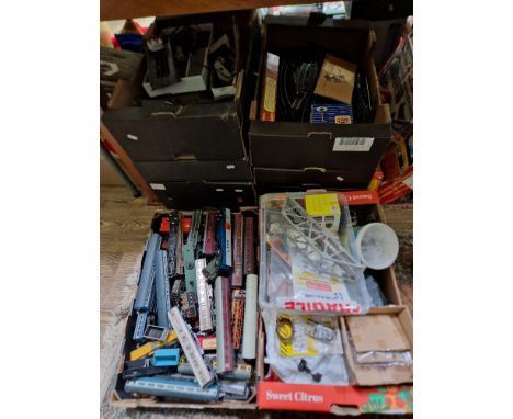A large quantity (8 boxes) of assorted model railway items to include rolling stock, track &amp; accessories etc.  