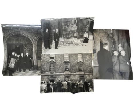 Four large black and white photographs of President Nikita Khrushchev and Marshal Buganin, visiting Oxford in 1956. Premier o