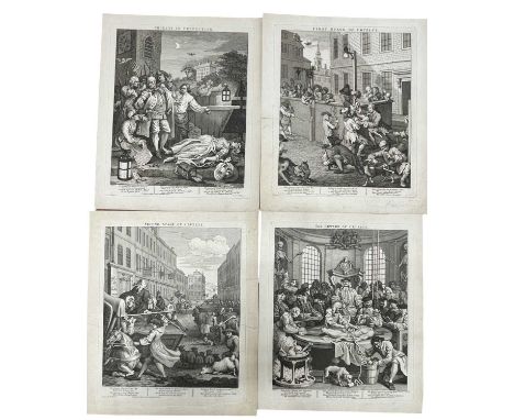 1751 [c1822]. The Four stages of Cruelty. Hogarth, William. Series of Four prints, engraved. Dated 1751 to the foot, but most