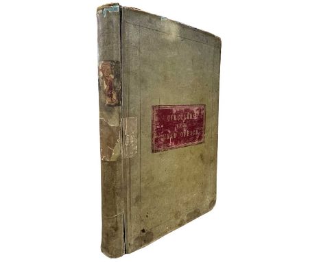 19th century [c1869-1903] Vellum Folio. Manuscript. “Circulars from Head Office” in Morocco to upper board. Index to the fron